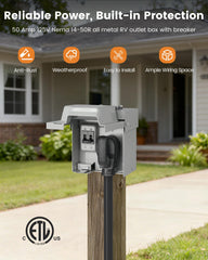 Suraielec outdoor power box side view showing weatherproof design