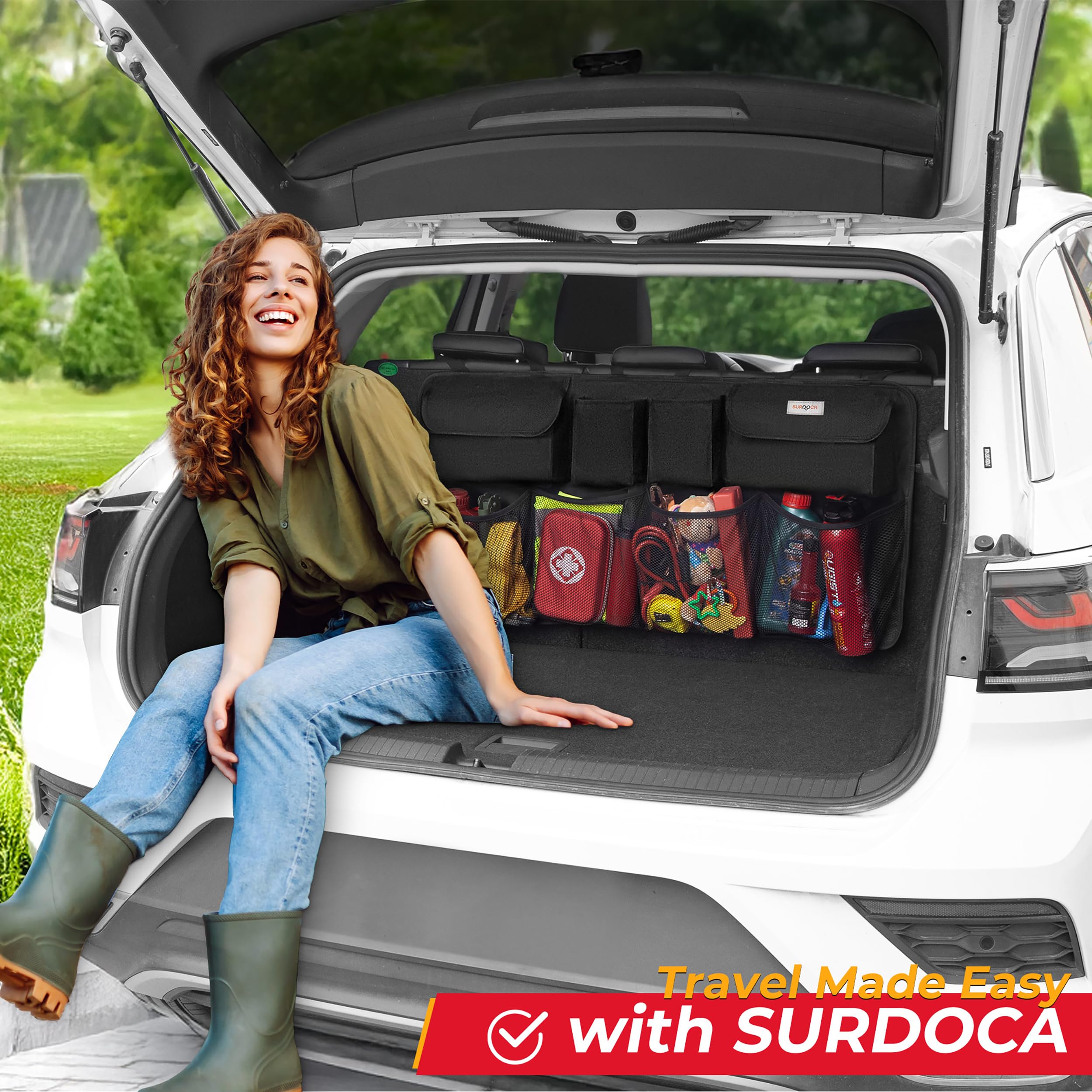 SURDOCA side view shows compact footprint while expanding trunk capacity.
