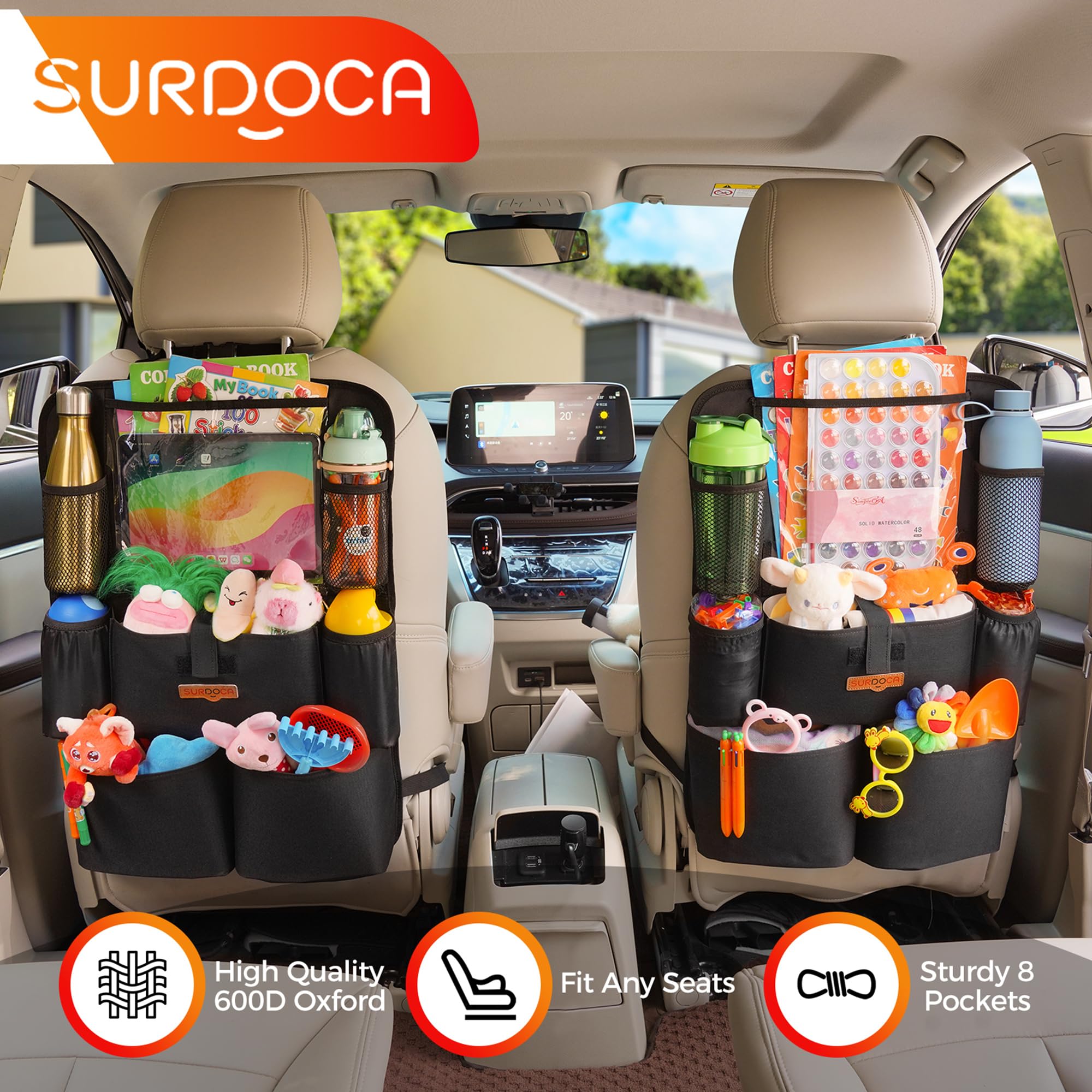SURDOCA waterproof 600D Oxford fabric keeps the organizer clean.