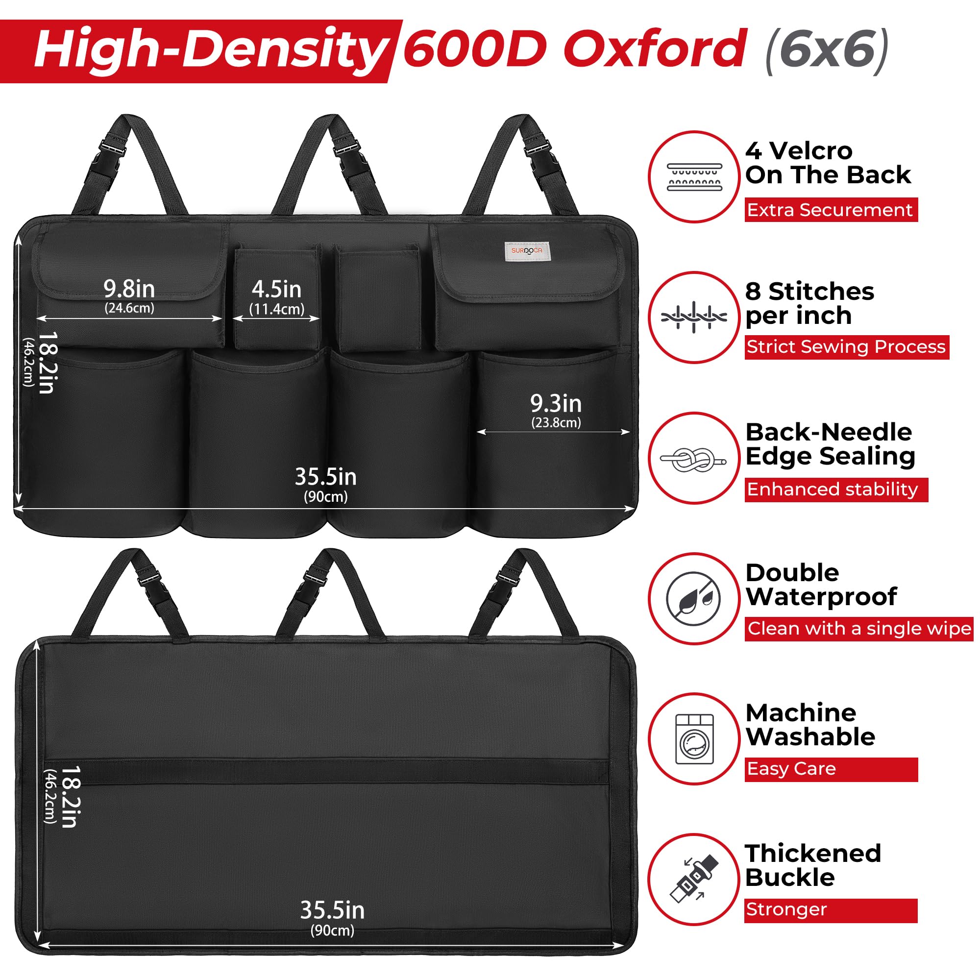 SURDOCA 600D Oxford fabric close up highlights durability and water resistance.