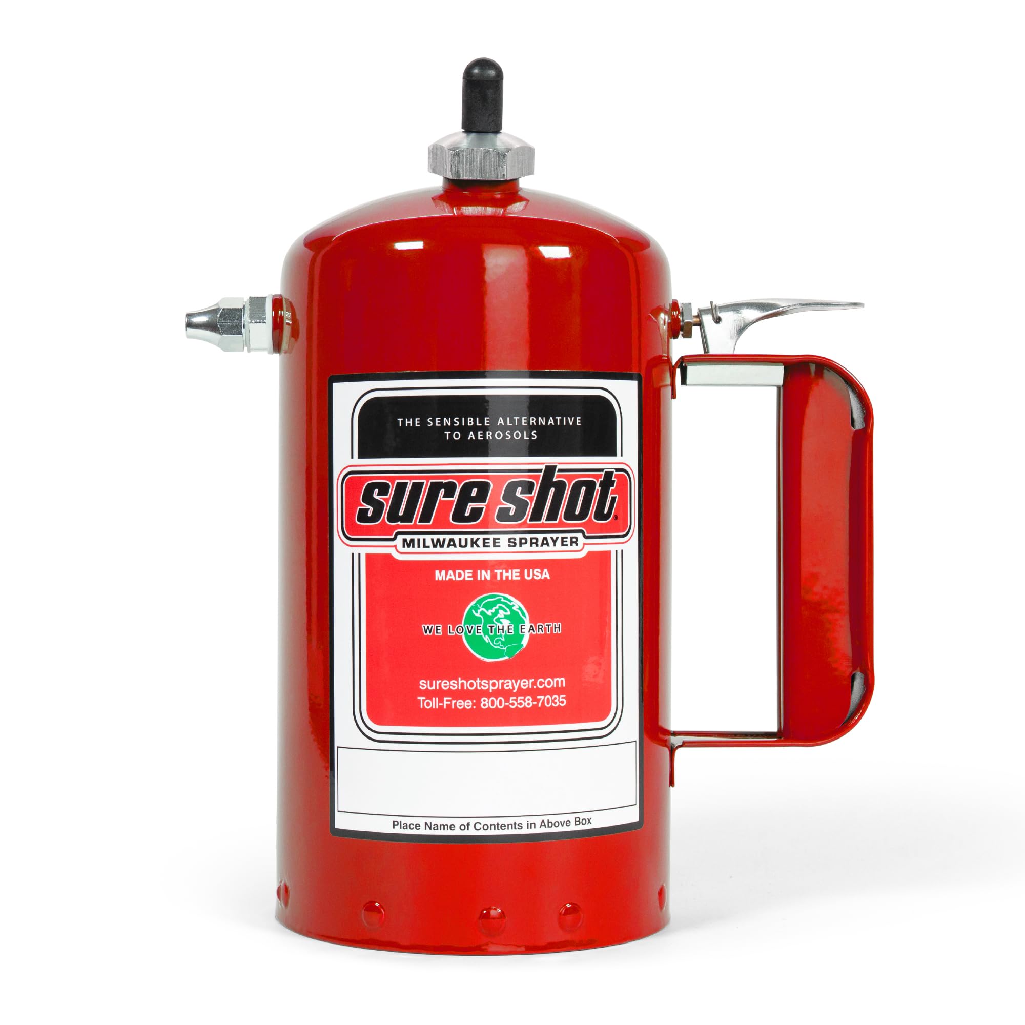 Sure Shot A1000R bottle front view showing durable enameled steel for reliable spraying