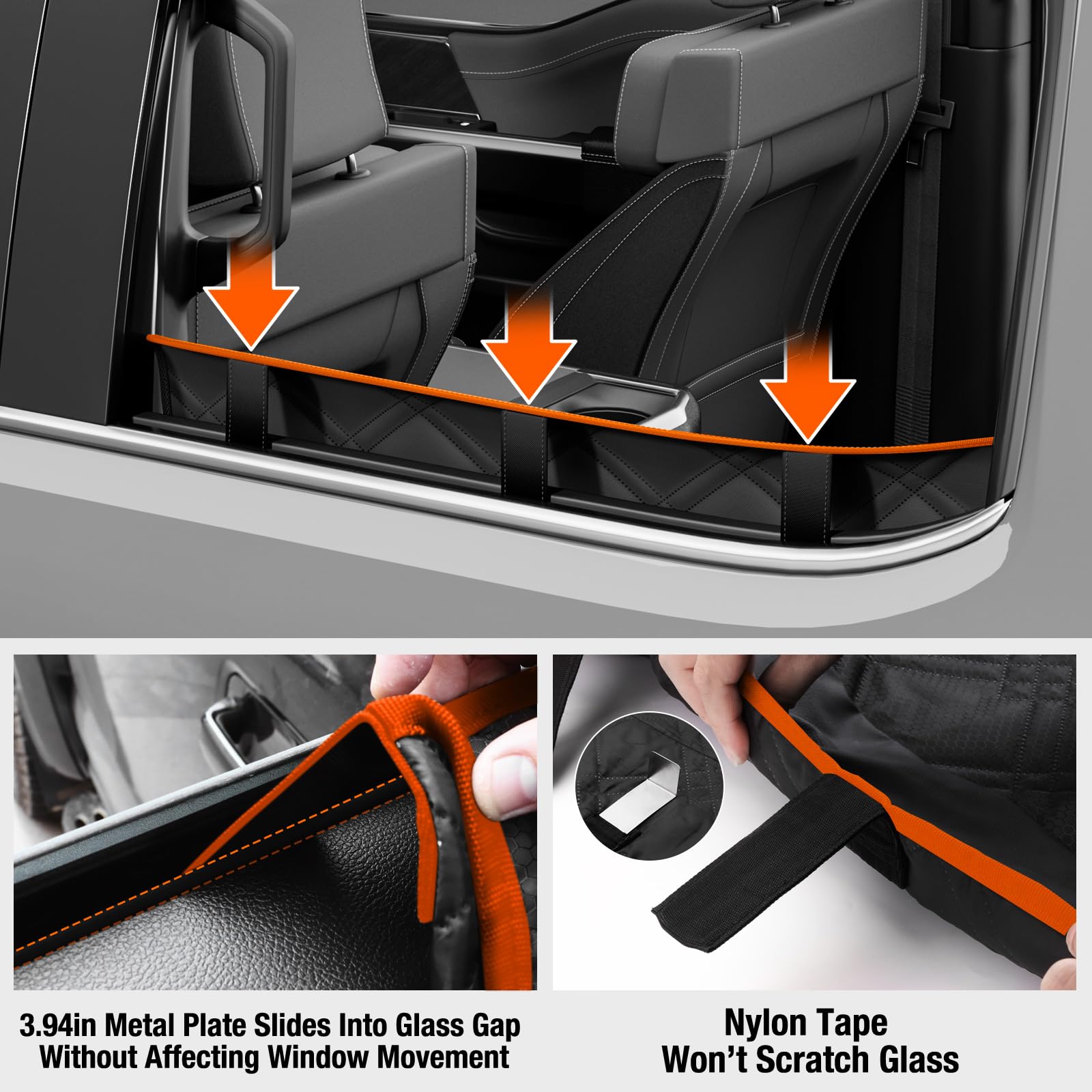 Surfcabin door protector metal insert keeps shield firmly in place during playful dogs.
