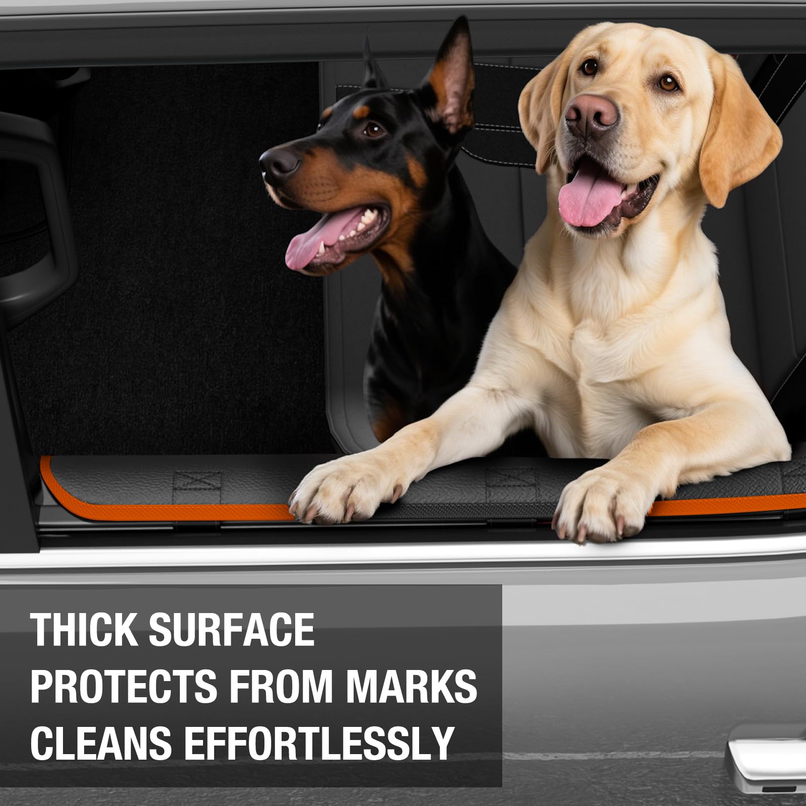Surfcabin door protector PU panel is easy to wipe clean after muddy adventures.