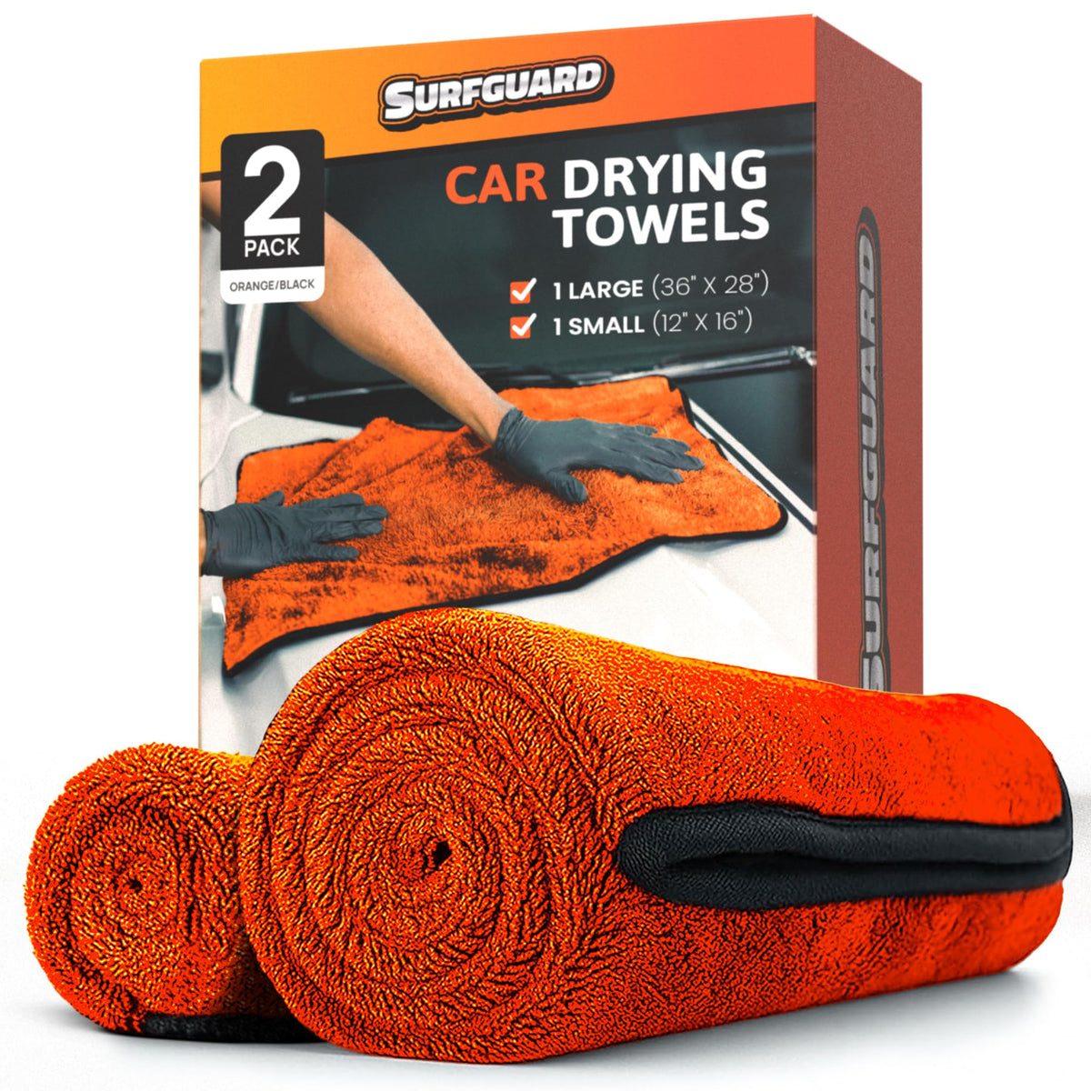 Surfguard extra-large car drying towel absorbs water quickly for a streak-free finish.