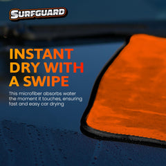 Surfguard scratch-free microfiber towel glides over paint without lint or scratches.
