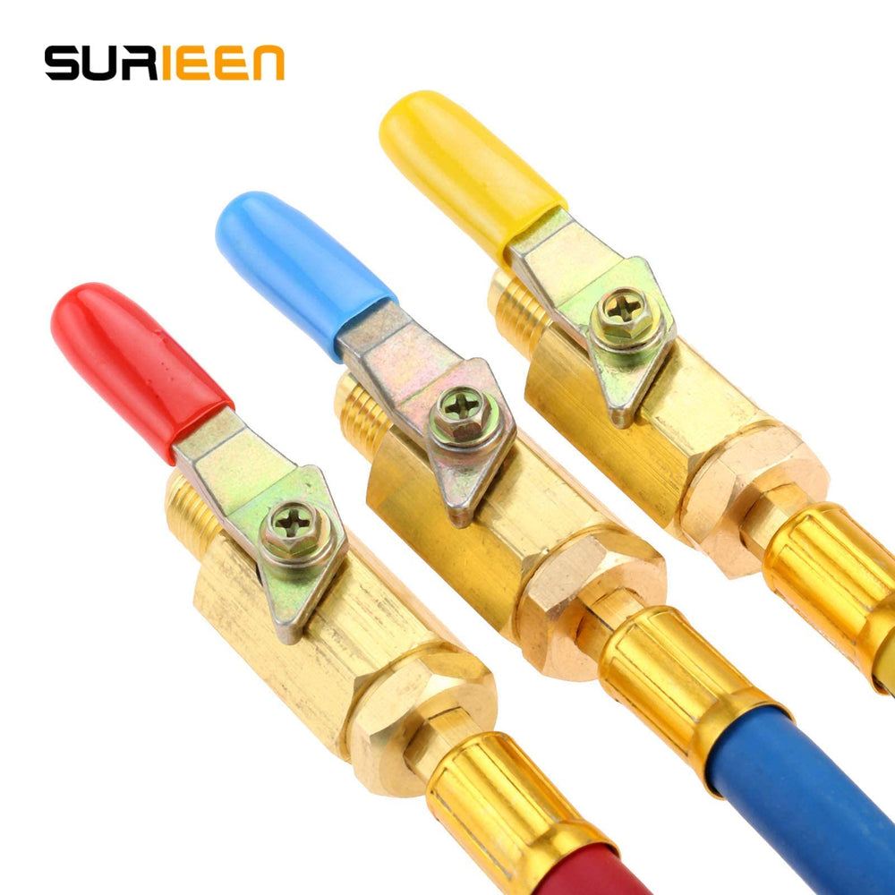 SURIEEN 7-inch blue A/C charging hose with ball valve for smooth charging