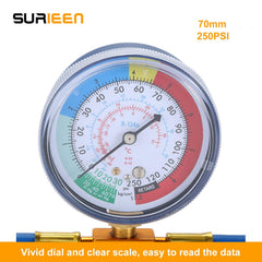 Surieen hose and gauge assembly shown for easy charging setup.