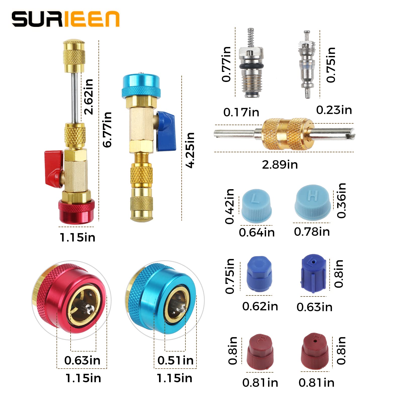 SURIEEN low-pressure valve core remover for R134A systems ensures smooth disconnect.