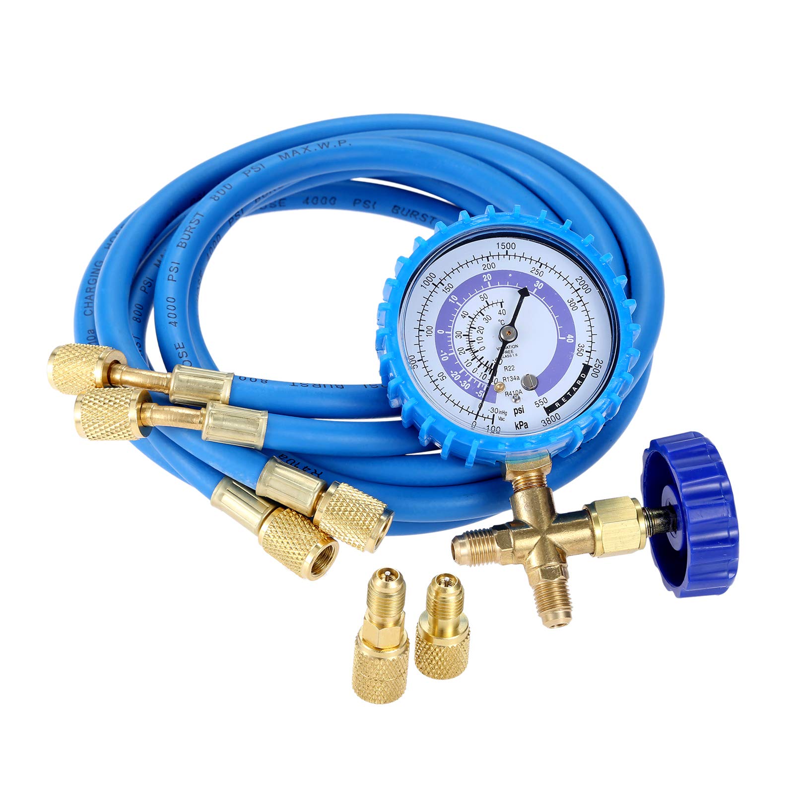 SURIEEN R410A recharge hose with gauge demonstrates high flexibility for refrigerant charging.