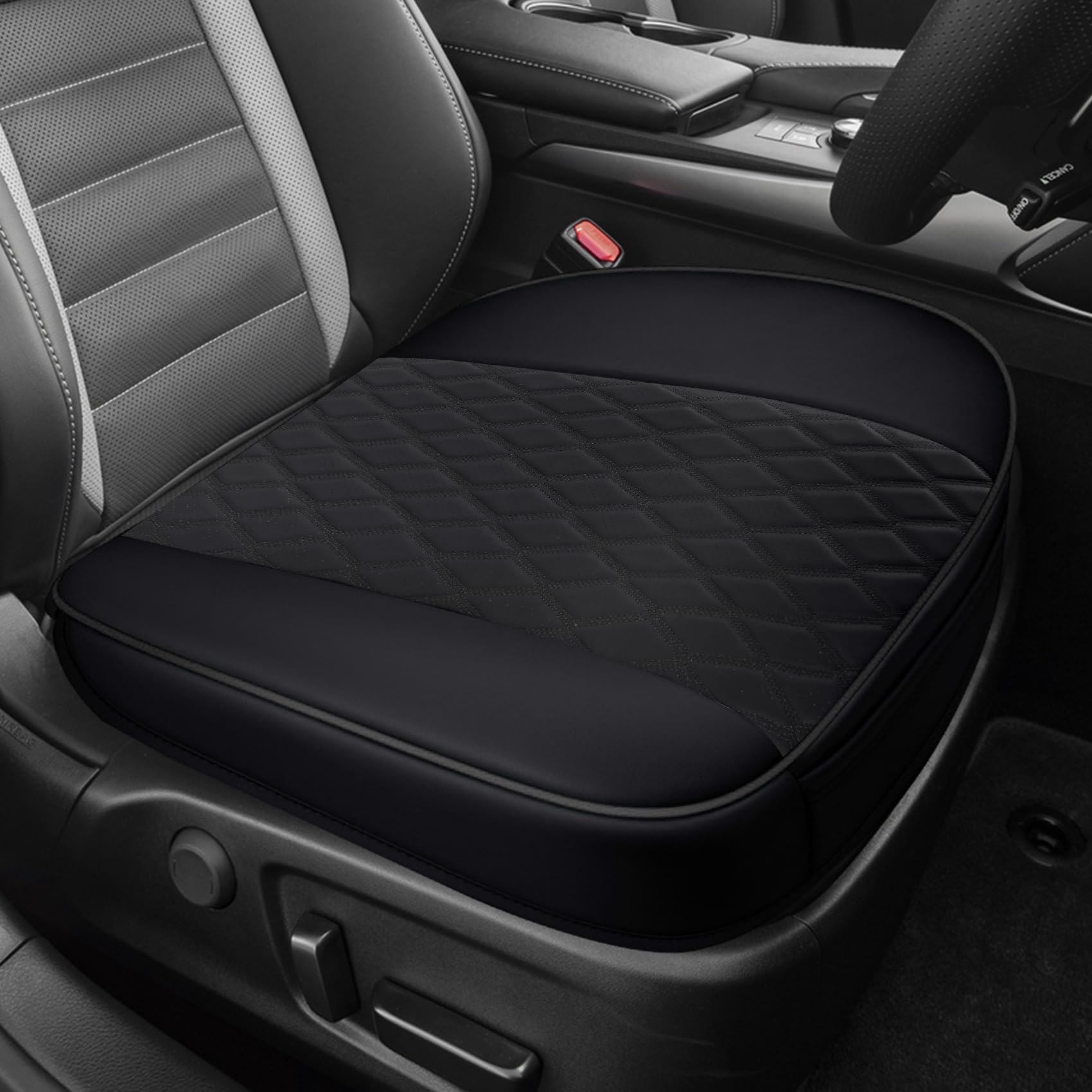 Surosha leather front car seat cover shows anti-slip protection for the driver's seat.