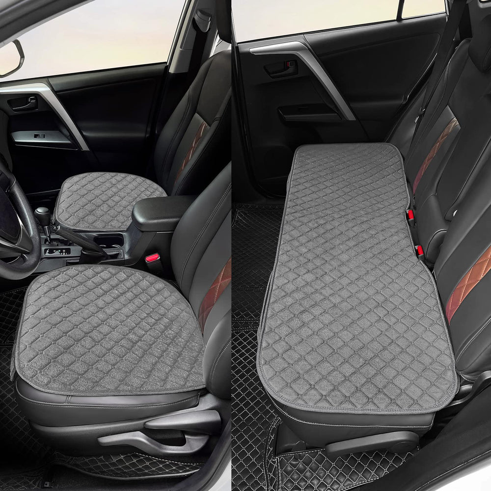 Surpassme seat cover with non-slip bottom in grey prevents shifting.