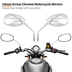 Surpassme universal 10mm chrome mirror right view broadens rear visibility for safer cruising.