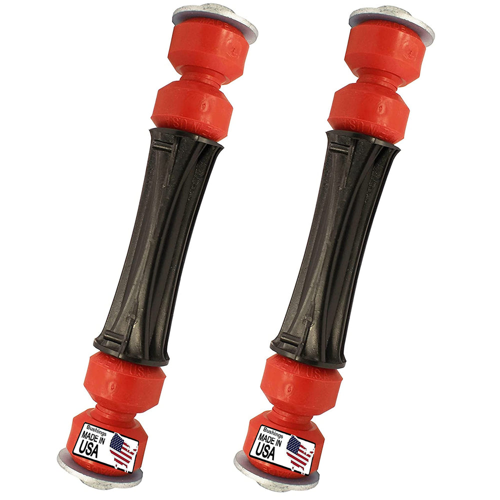 Suspension Dudes front sway bar link assembly ready for GM truck installation to improve stability.