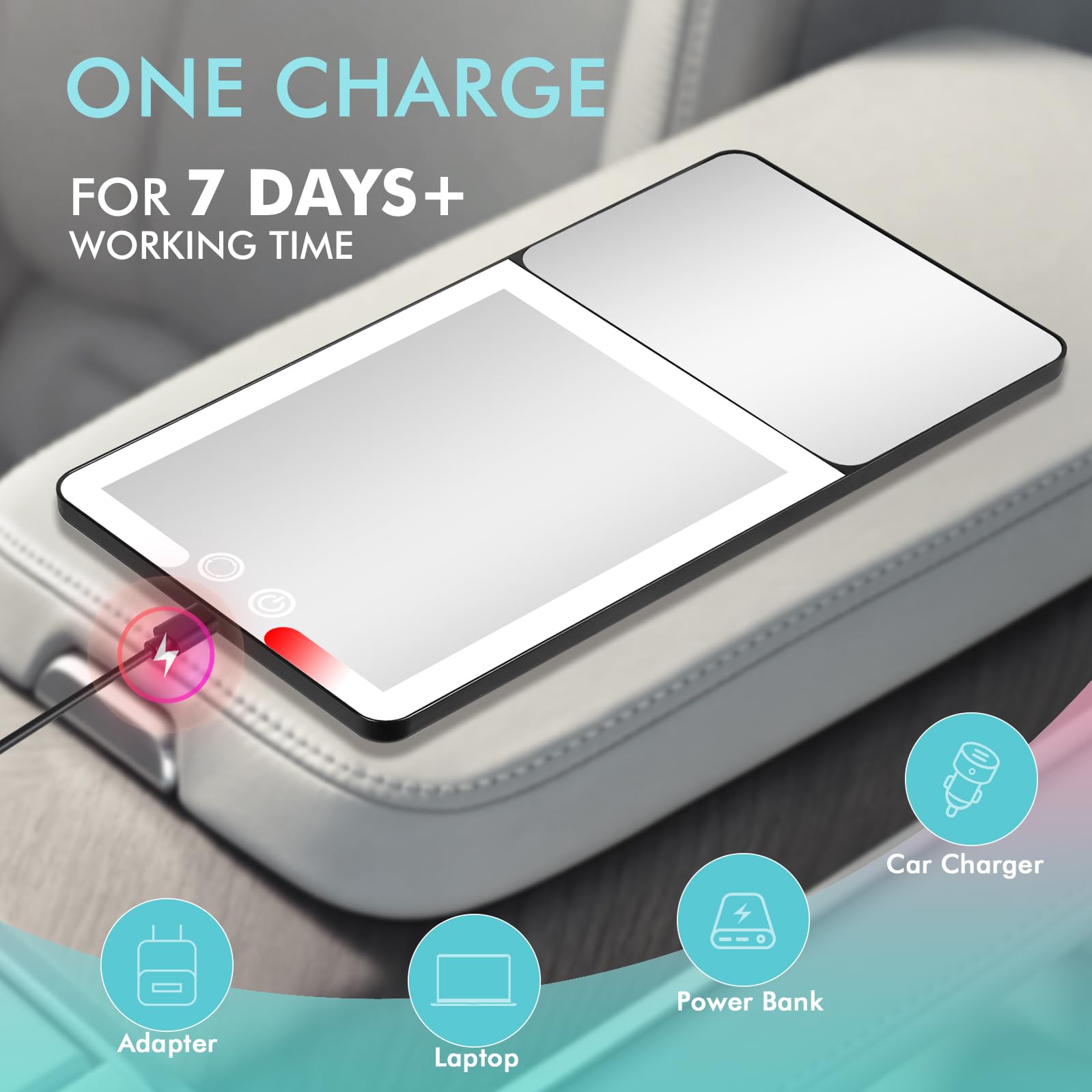 Suupvaor Car Sun Visor Vanity Mirror – 20x Magnification, LED Lights, USB Rechargeable