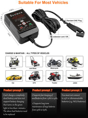 Suuwer charger back panel highlights safety features and connections
