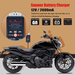Suuwer charger demonstrates the 4-step charging program from initialization to float.