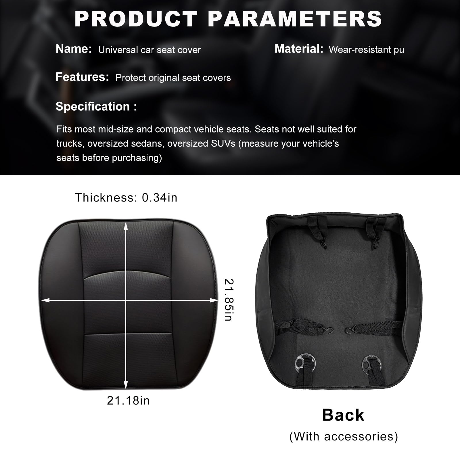 Suvnie PU leather seat protector with waterproof, wear-resistant surface.