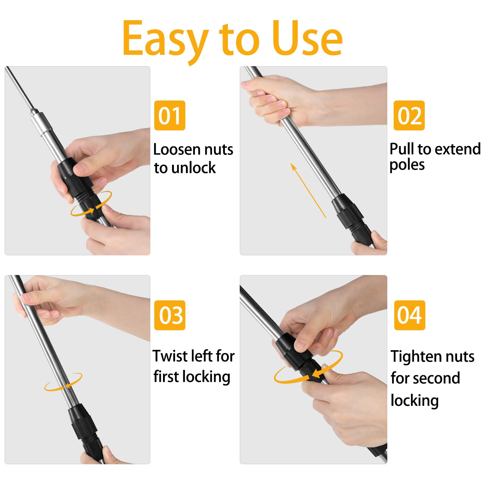 Suwimut double-locking design ensuring secure extension during use.
