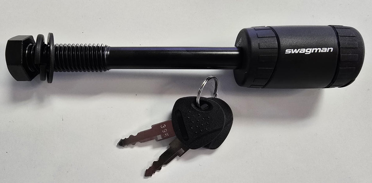 Swagman anti-wobble 58-threaded hitch pin in silver for secure bike rack mounting