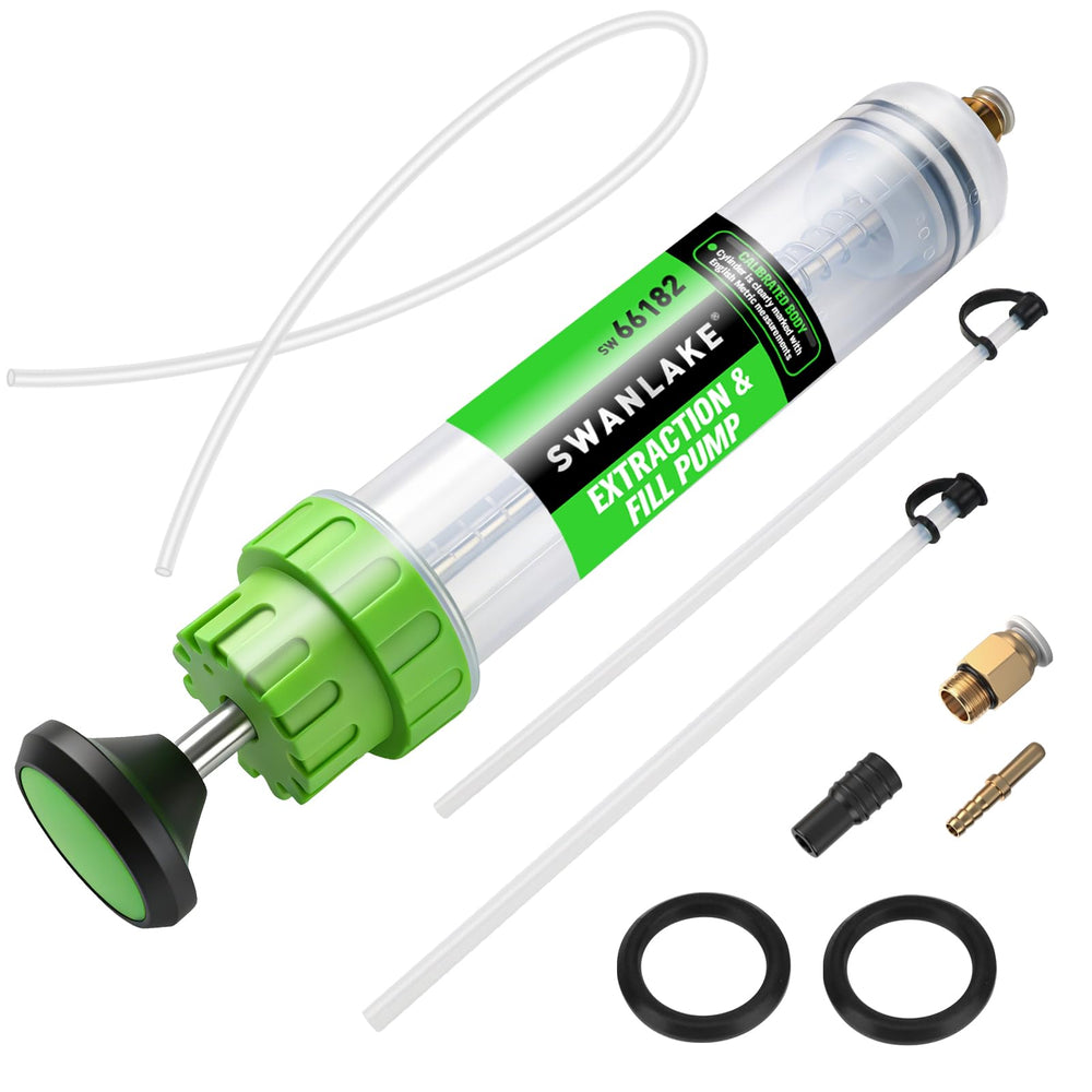 SWANLAKE Fluid Extractor with 23-inch hose reaches deep reservoirs for quick maintenance.