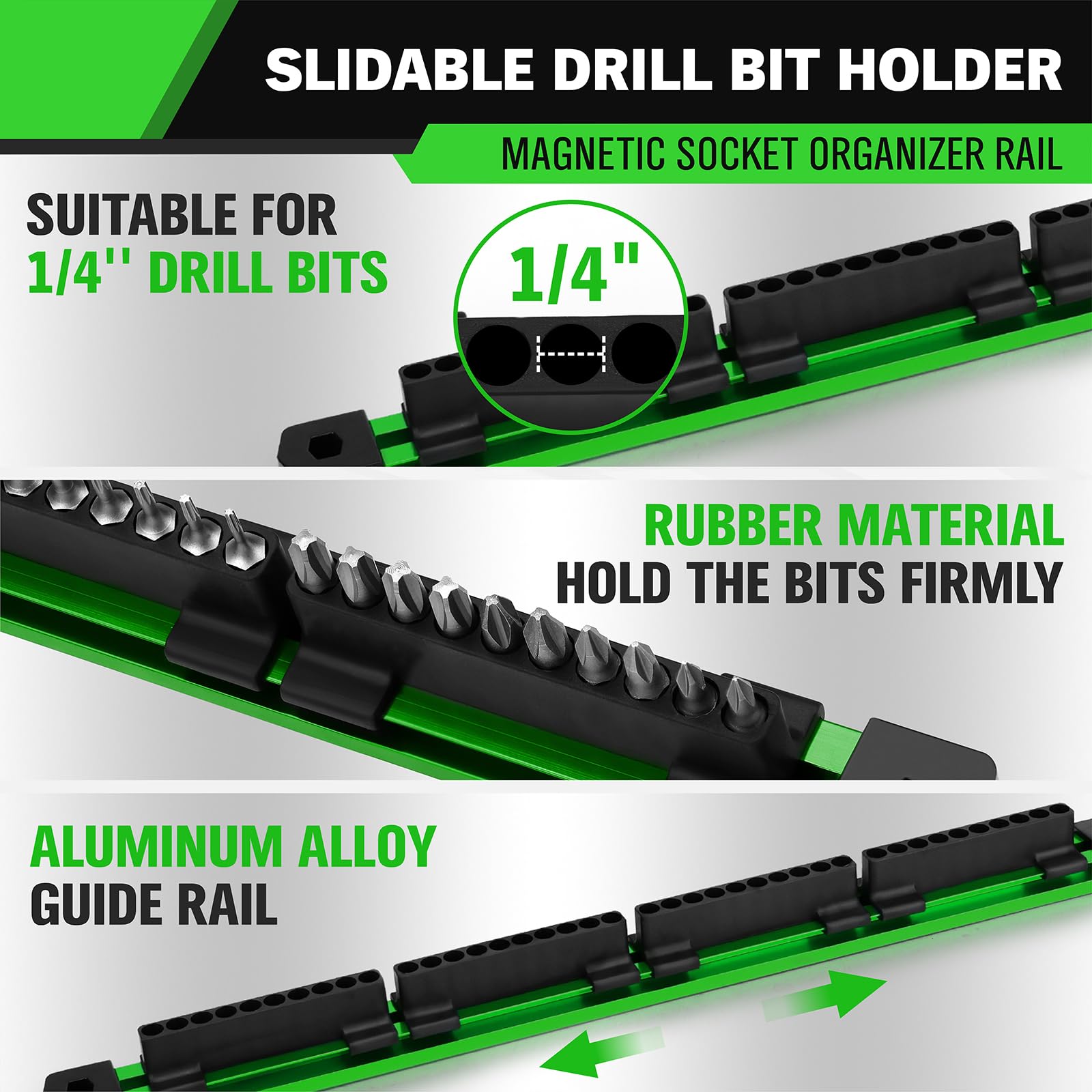 Swanlake high-grip rubber bit holders keep bits secure during quick changes.