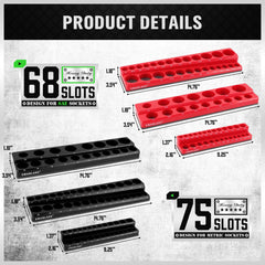 Swanlake metric magnetic socket organizer tray closeup highlights labeled slots for quick pickup.