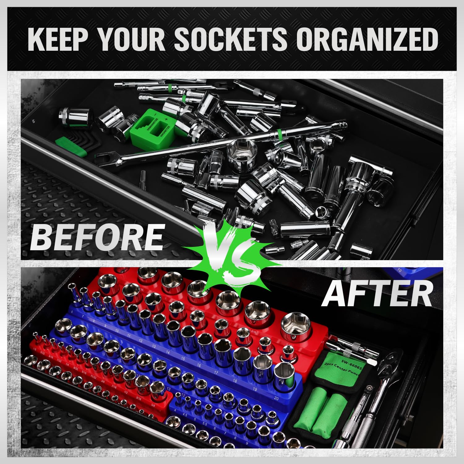 SWANLAKE SAE socket organizers streamline imperial size selection.