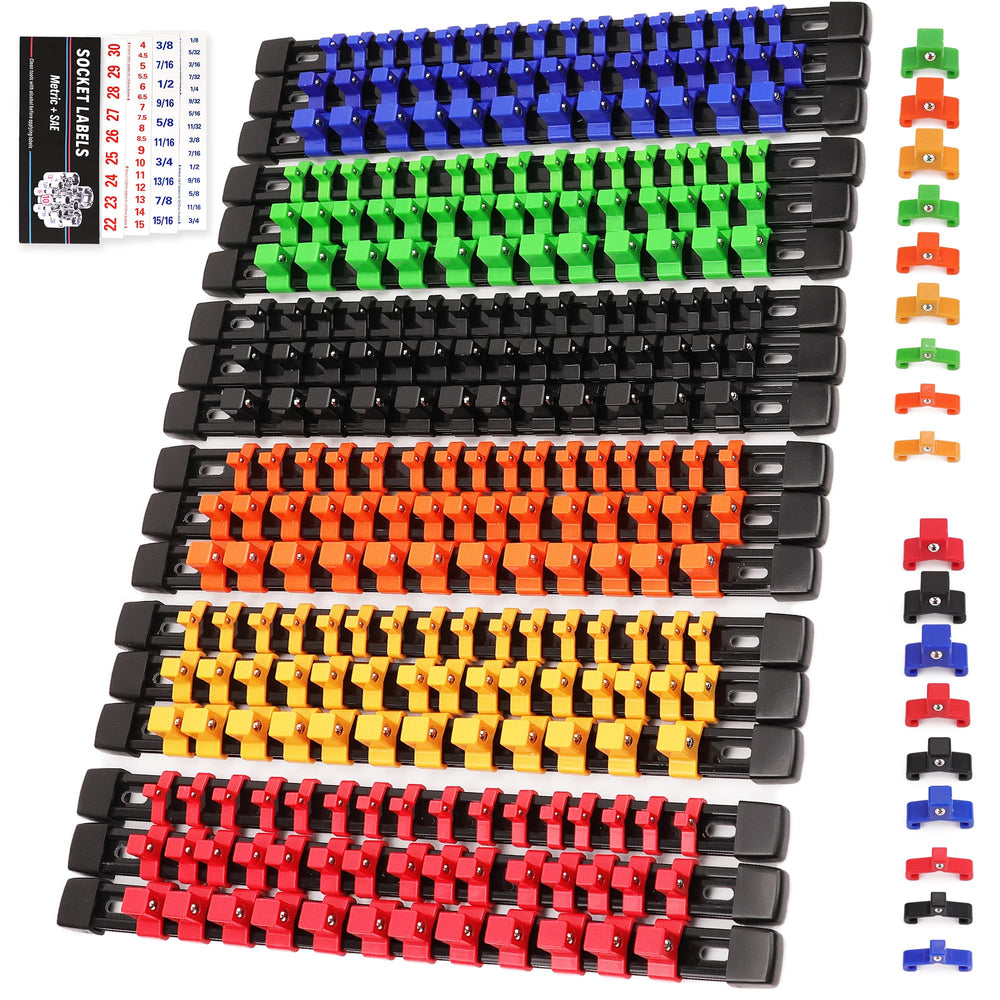 SWANLAKE socket organizer 18-piece clip rail keeps sockets neatly arranged in the toolbox.