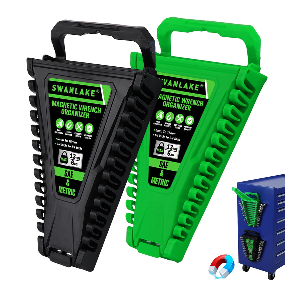 Swanlake 24-slot wrench organizer with metric and SAE slots for quick access.