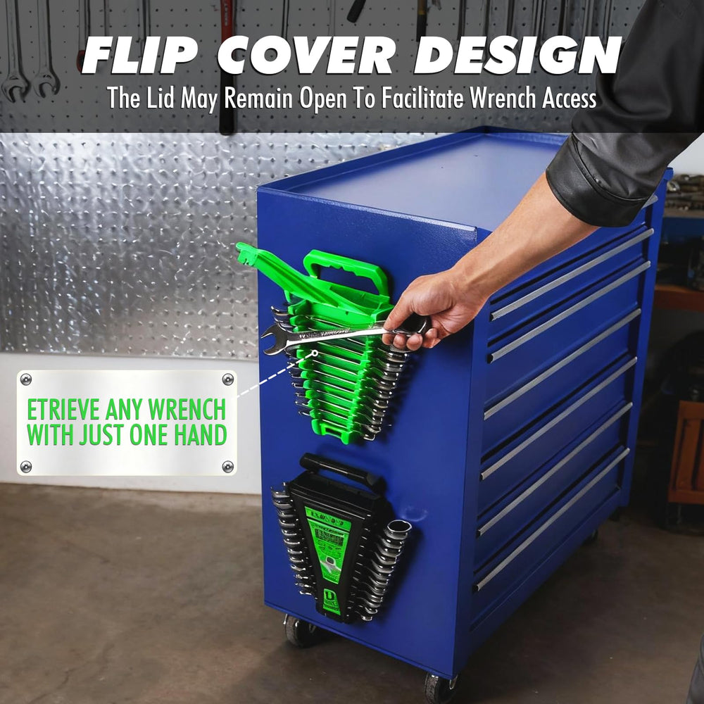 Wall-mount ready design fits pegboards and tool chests.