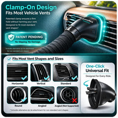 Swanoo BreezyBack extendable vent hose reaches from front to back.