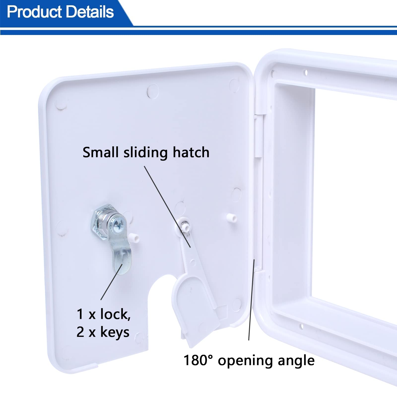 Swess RV cord hatch side view showing compact, weatherproof design.