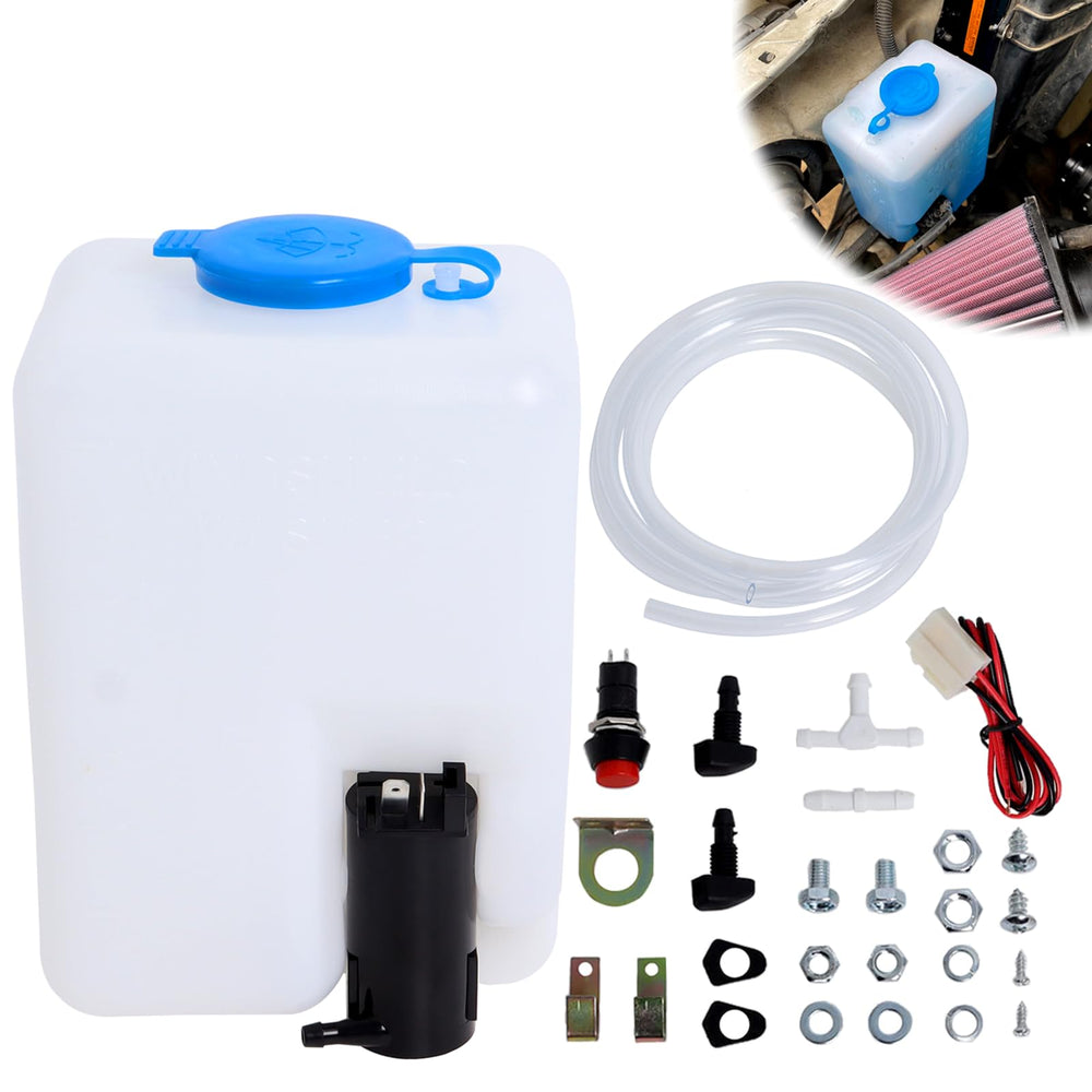 Swess windshield washer reservoir front view, enabling quick repair.
