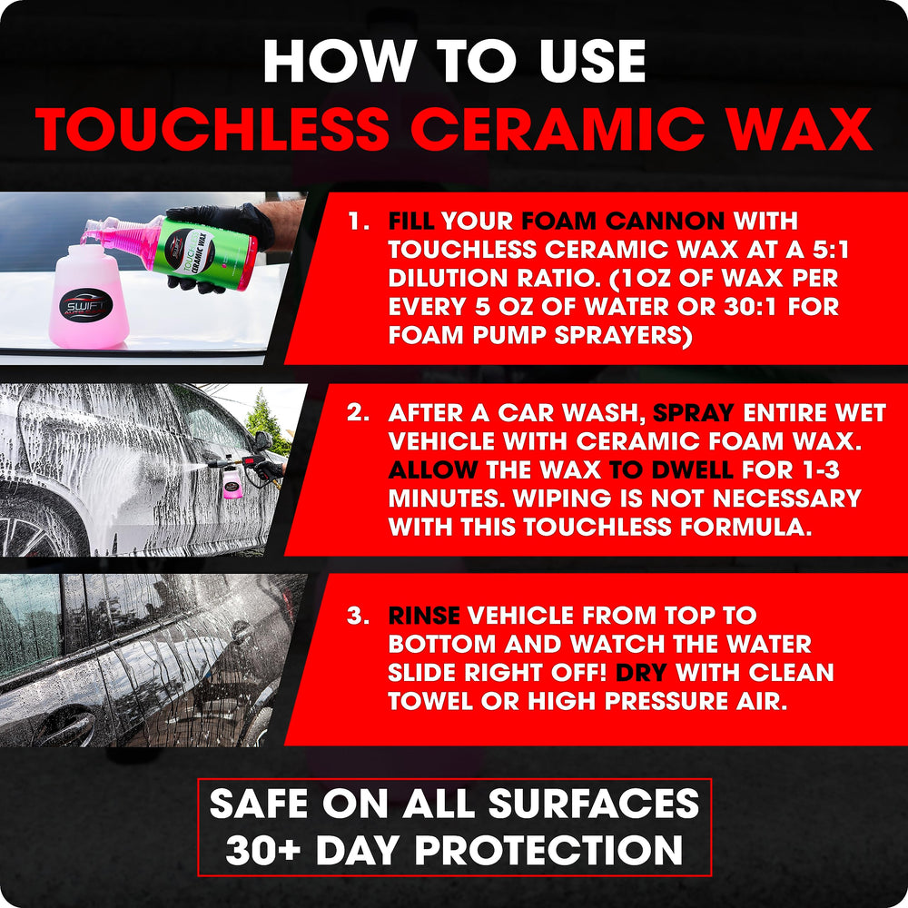 Swift Auto Care hydrophobic beading layer forming water beads on treated surfaces.