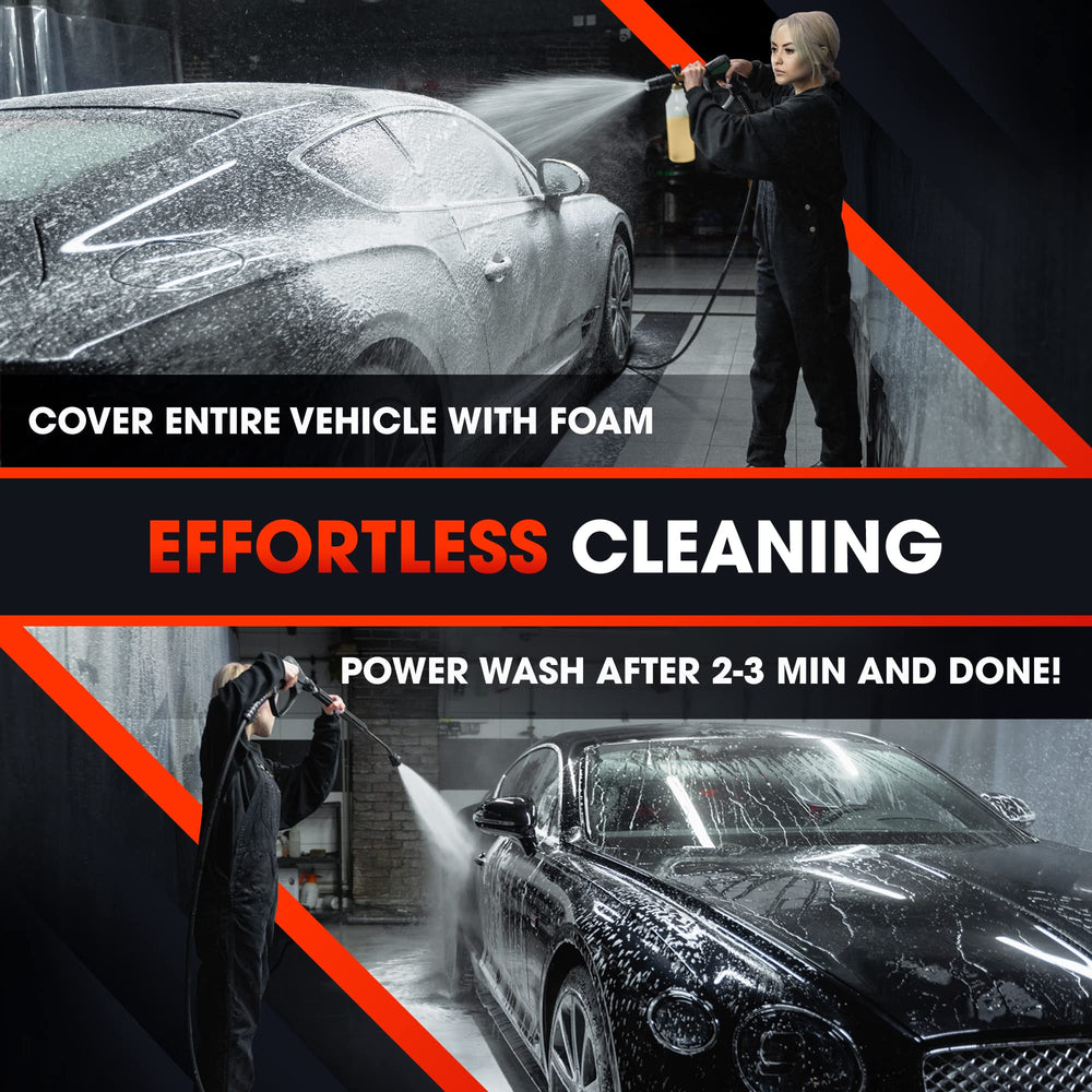 Swift Auto Care Touchless Shampoo safe on paint, plastic, and chrome surfaces.