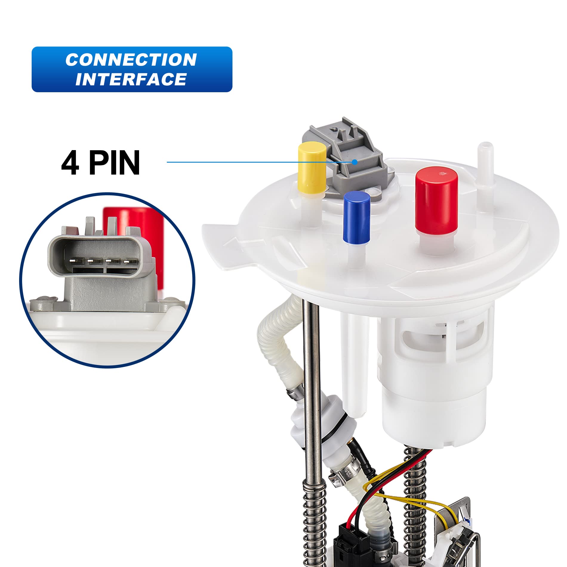 Internal core and electrical connector of Swift-Run fuel pump for steady performance.