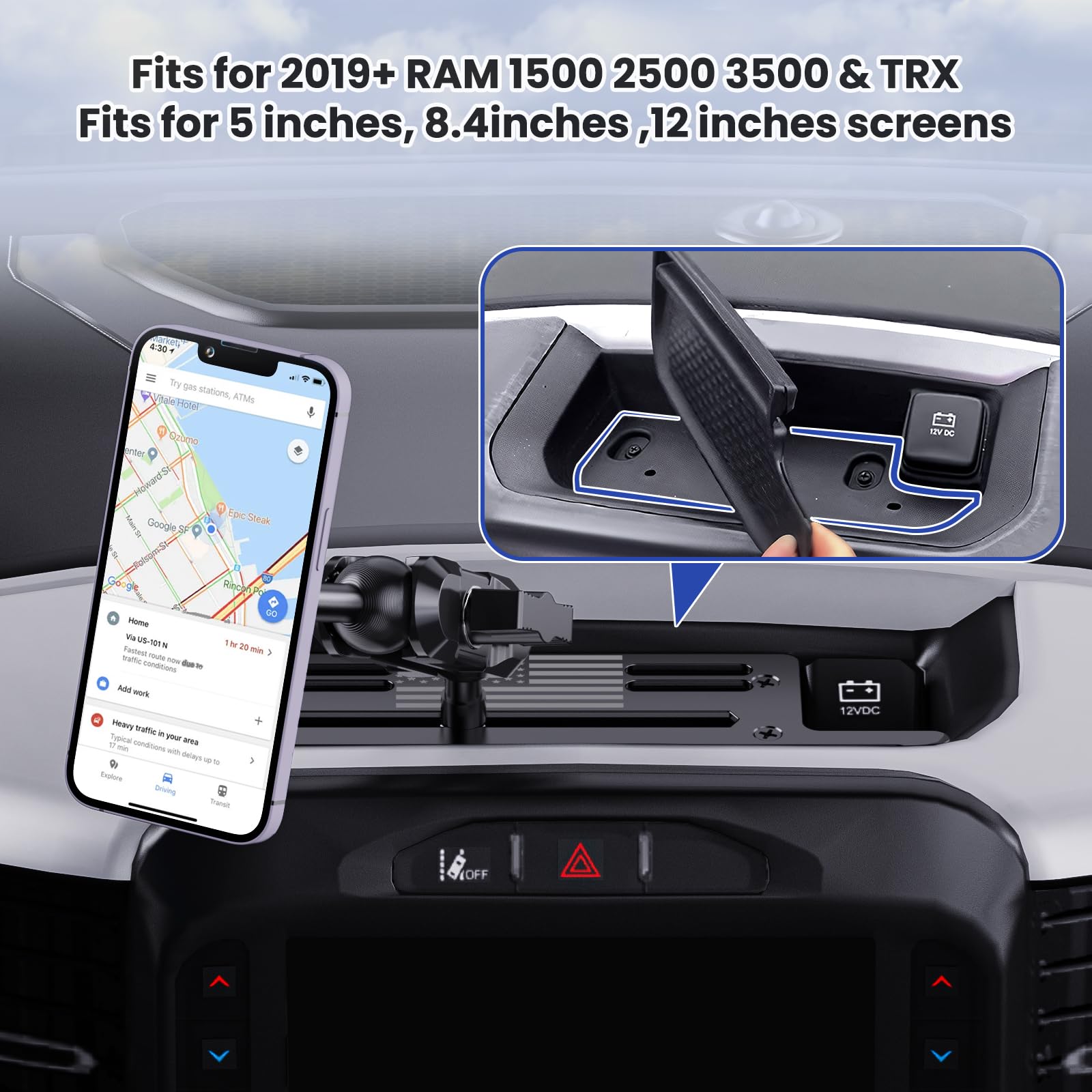 Ram dash mount by SwiftGaze with OEM screw-hole fit for no-drill installation