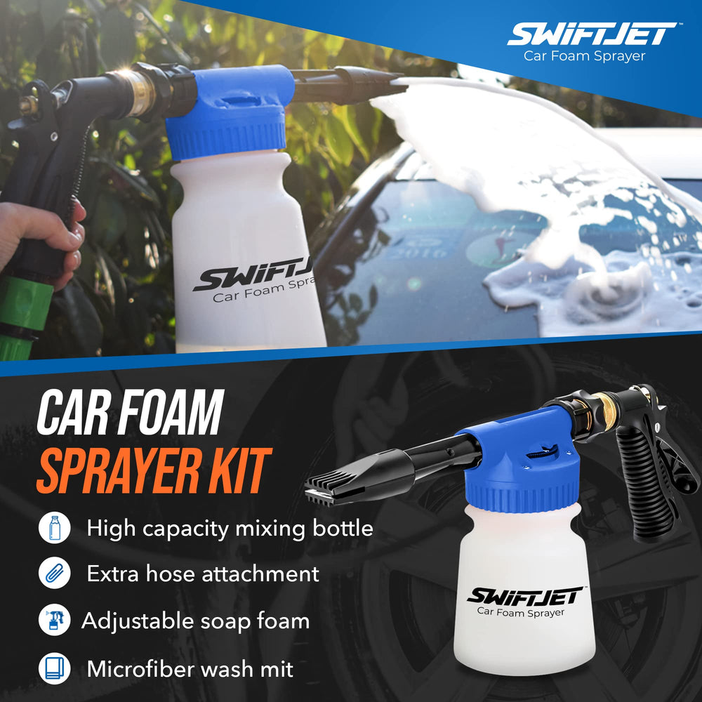 SwiftJet ergonomic handle offers comfortable, steady control during washing.