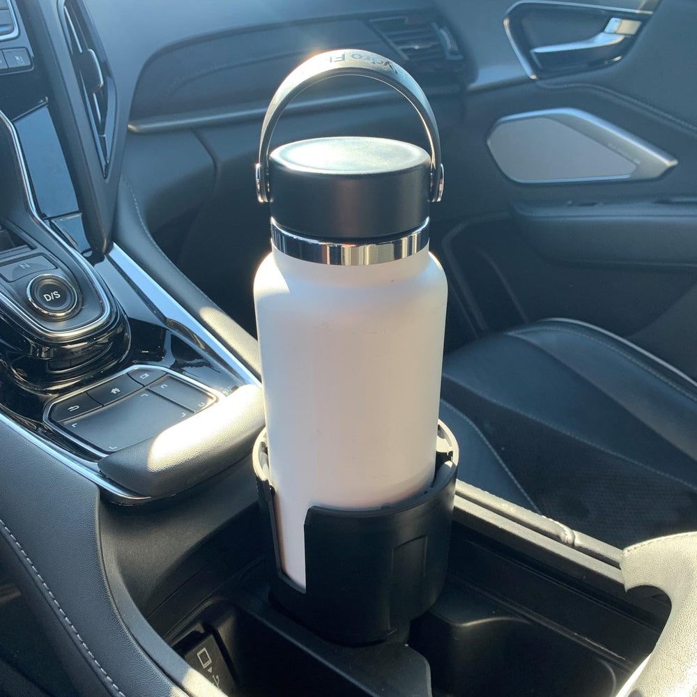 In-vehicle fit demonstration of Swigzy long-base cup holder extender