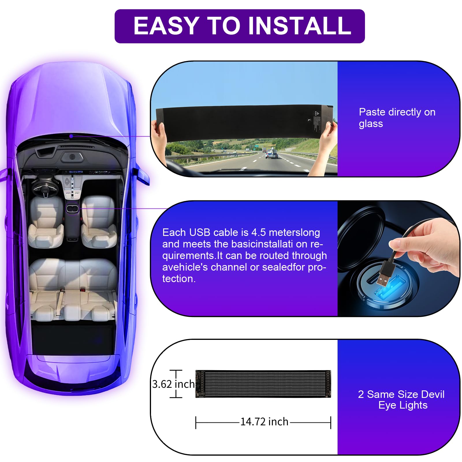 Long 14.7-foot USB cable for flexible placement anywhere.