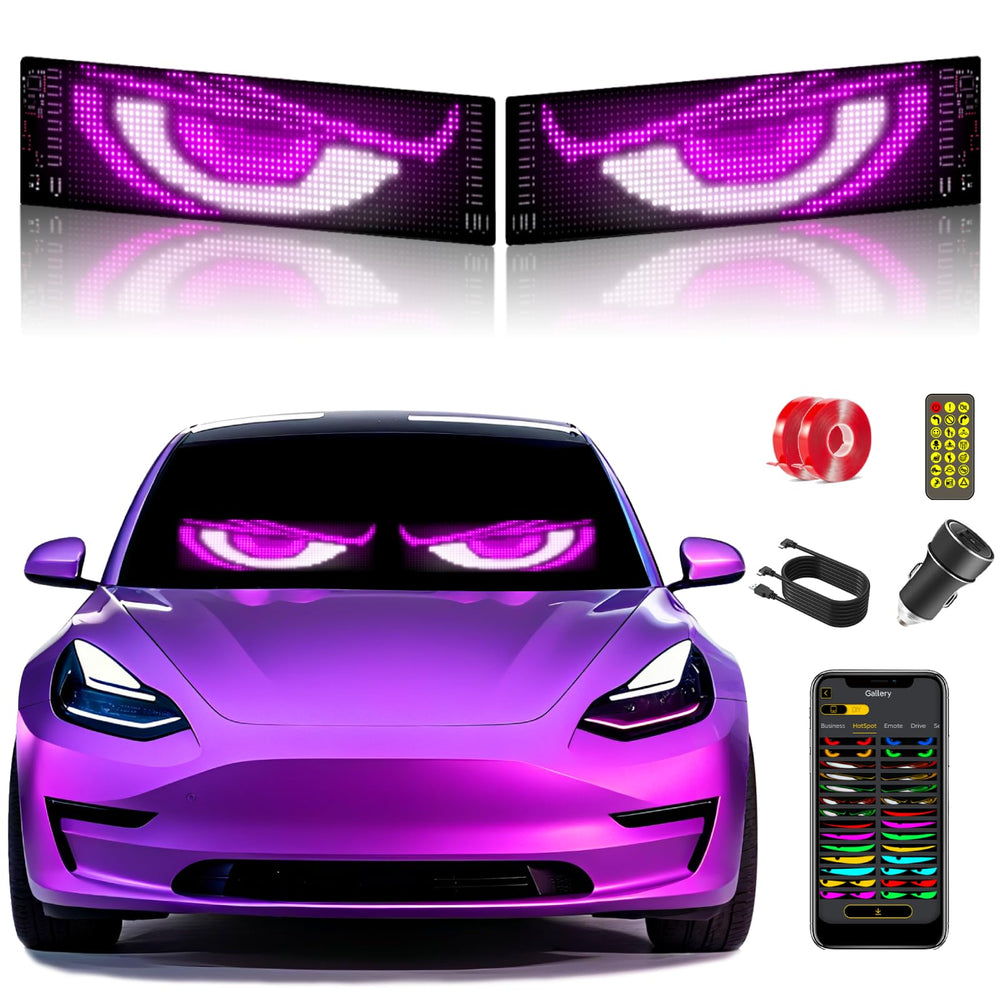 Swivellife Devil Eyes on windshield display for enhanced night visibility.