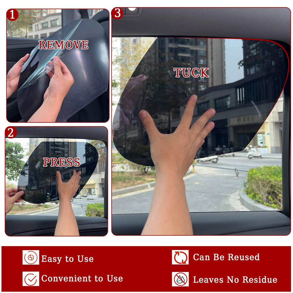 SWLOR sunshade demonstration showing 95% sunlight blocking while keeping rear visibility clear.