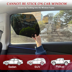 SWLOR universal-fit sunshade installation demonstrates easy tuck-in setup.