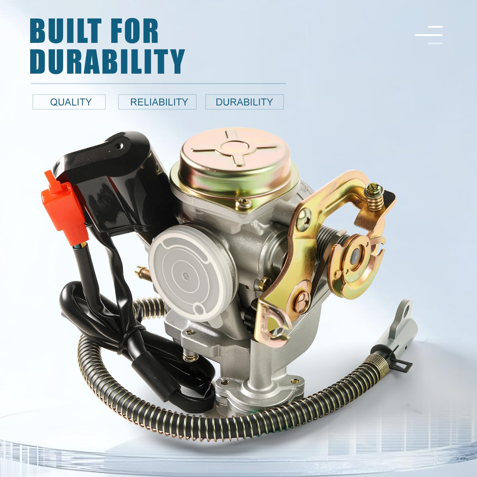 Sworwin GY6 carburetor installed in go-kart engine bay