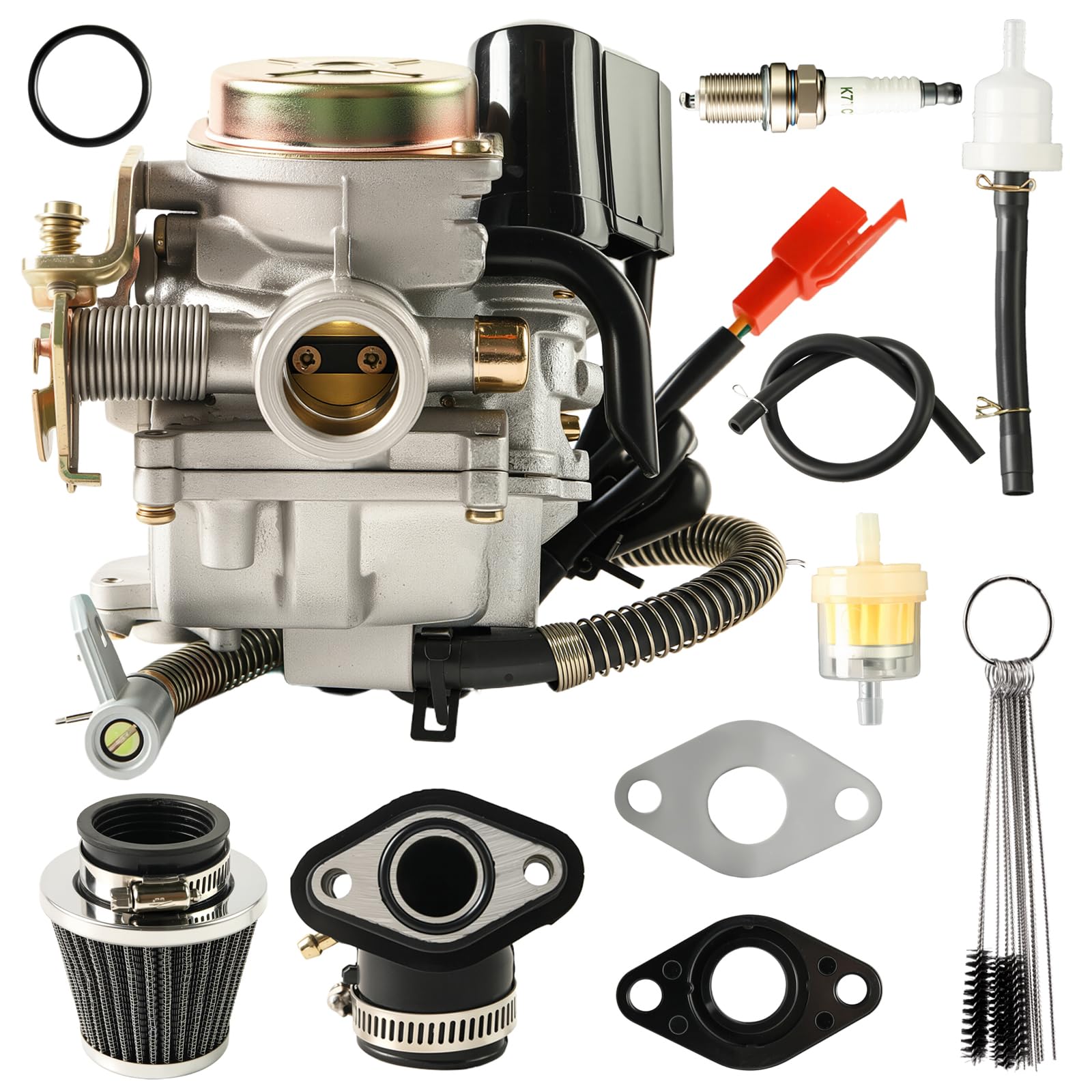 Sworwin GY6 PD18J carburetor front view for Taotao go kart