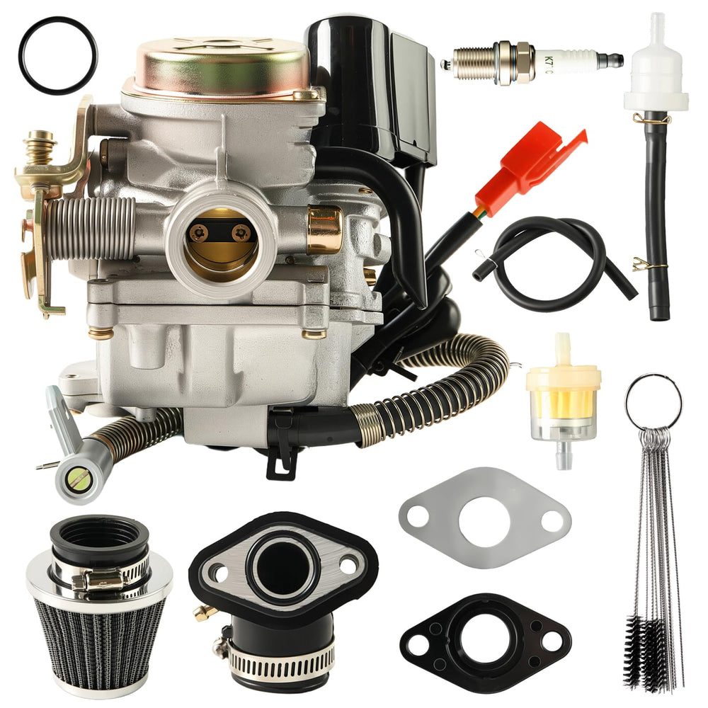 Sworwin GY6 PD18J carburetor front view for Taotao go kart