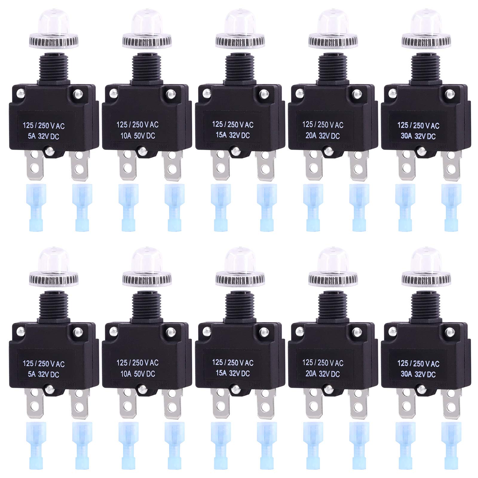 Swpeet thermal circuit breaker kit with five sizes for versatile protection.