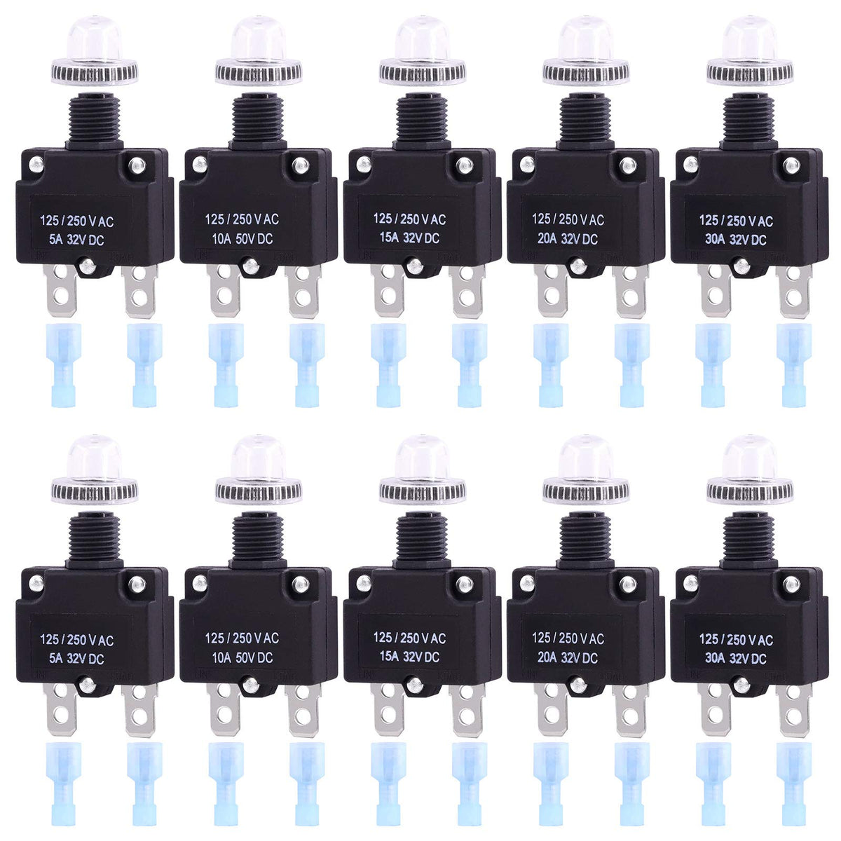 Swpeet thermal circuit breaker kit with five sizes for versatile protection.