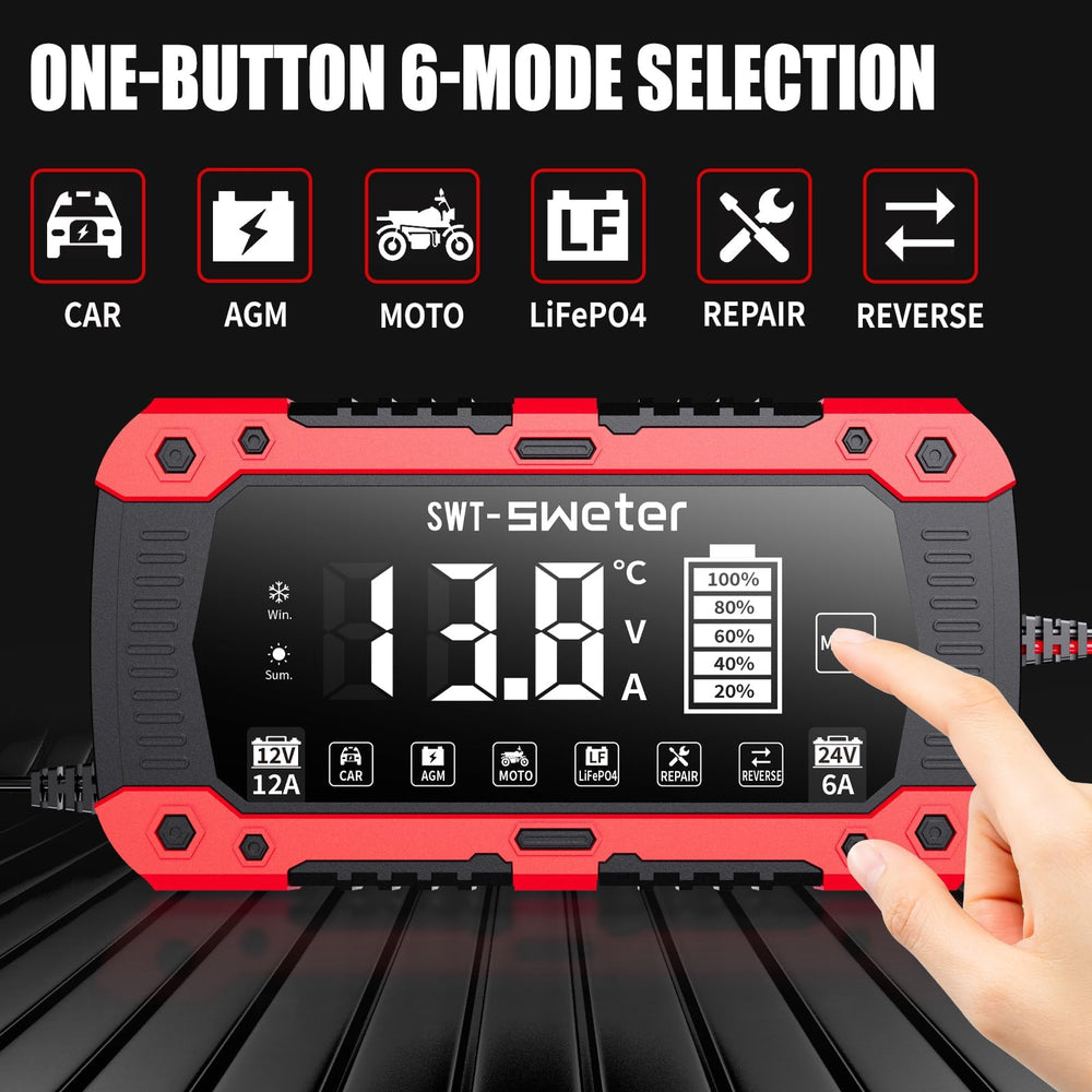 SWTsweter 12A charger temperature sensor enables auto temp compensation