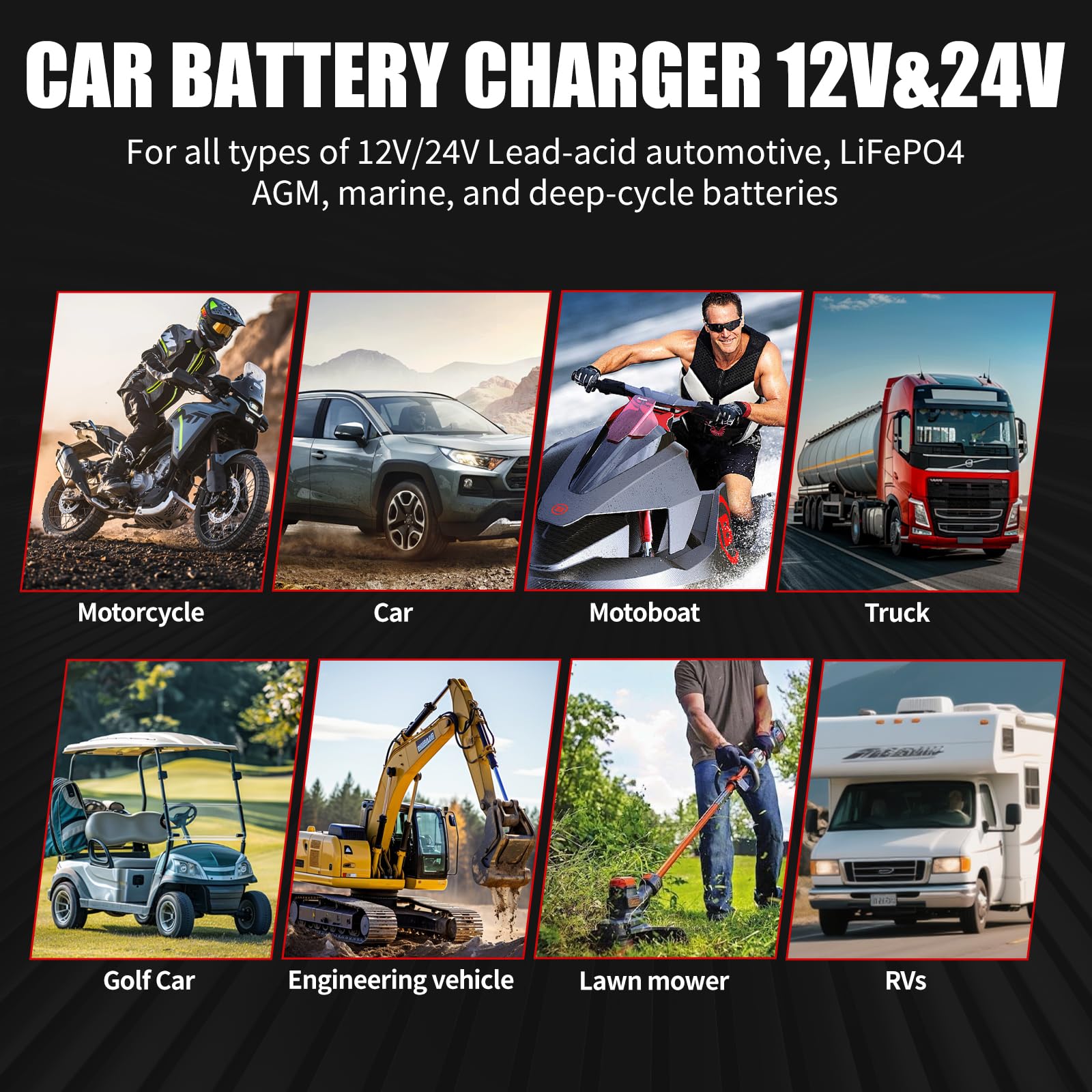 Compact battery setup scenario with SWTsweter charger in a garage